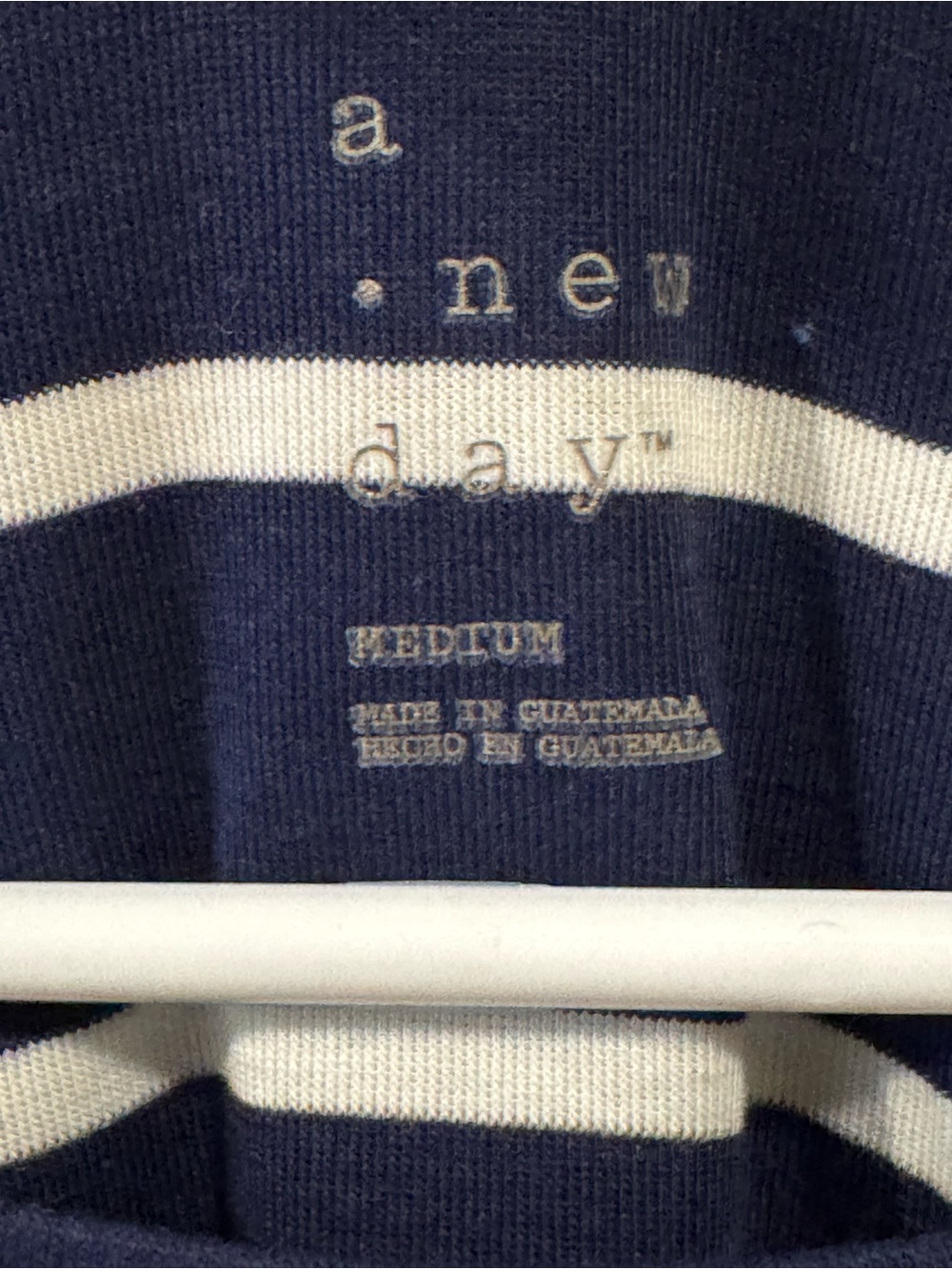 NWT a•new•day Women’s Navy Blue & White Striped Long Sleeve Shirt Size Medium - Picture 6 of 7